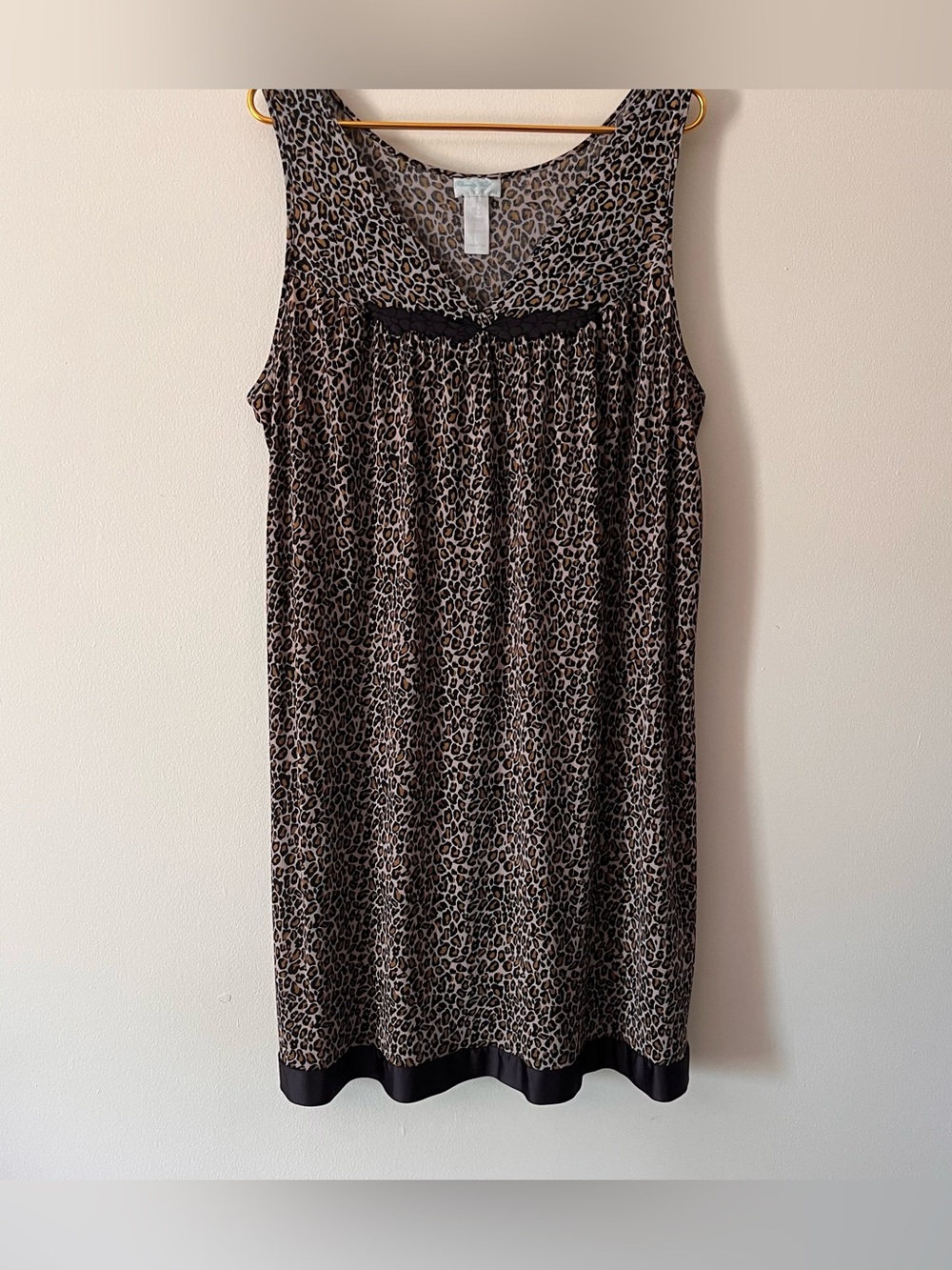 Vintage Vanity Fair Leopard Gray, Tan, Black Nightgown Dress Satin Trim 1X